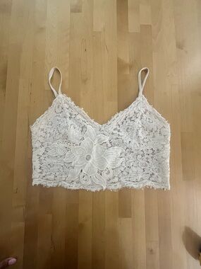 Cream Lace Floral Cropped Camisole